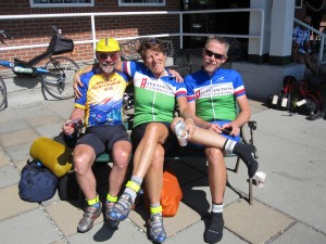 Drew, John Lee Ellis and I relax after completing!