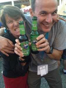Drinking Fucking Hell beer with David, @ the Eurobike party.