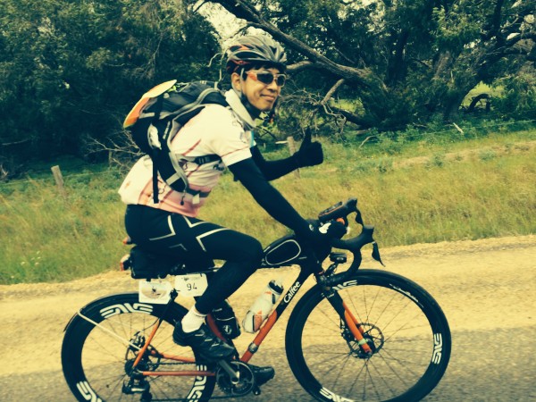 Jun Sato riding for his rando-pal, Matthew O'Neil. photo: Banks