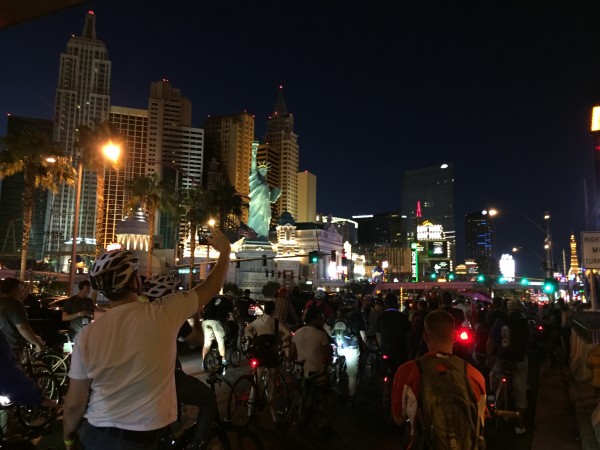Interbike Critical Mass ride down Las Vegas Blvd. Crazy fun - not to be missed.